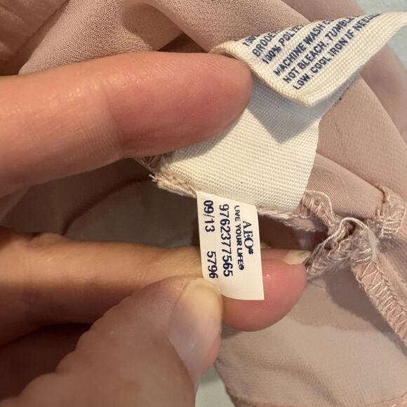 American Eagle Top Small Primrose Pink Lace Peplum Sheer Mesh Fairy Coquette - Picture 13 of 14